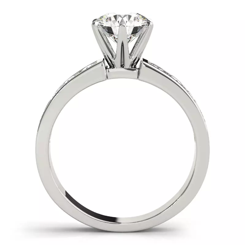 14K White Gold Anabella Classic 6 Prong Channel Diamond Engagement Ring