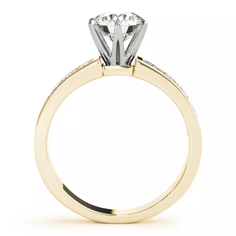 18K Yellow Gold Anabella Classic 6 Prong Channel Diamond Engagement Ring