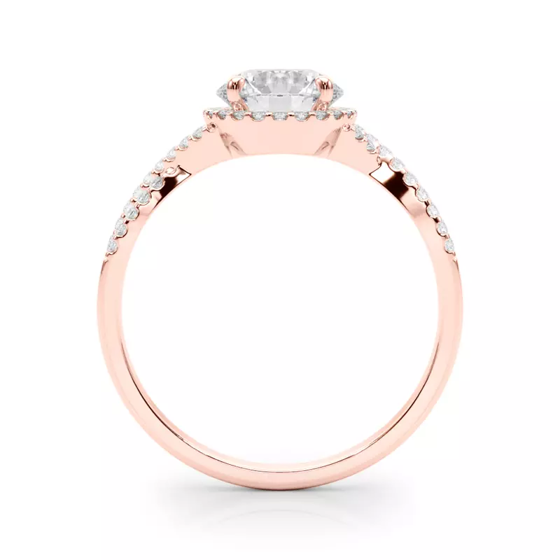 14K Rose Gold Leanna Halo Engagement Ring