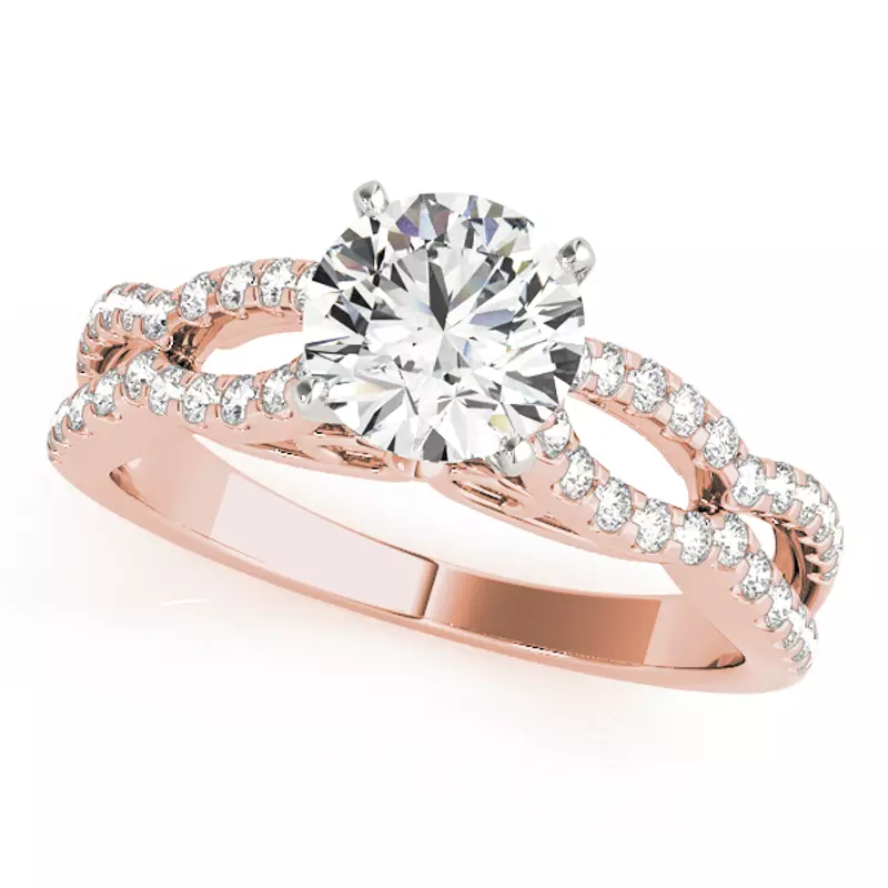 14K Rose Gold Regan 2 Row Pavé Diamond Engagement Ring