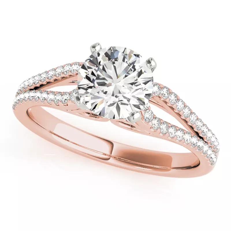 14K Rose Gold Aliana 2 Row Pavé Diamond Engagement Ring