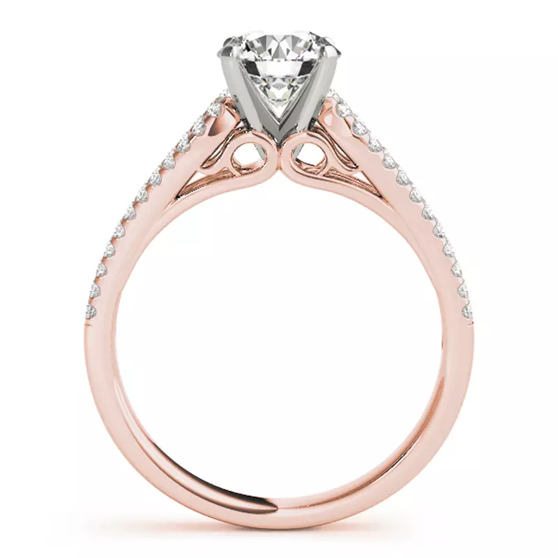 14K Rose Gold Aliana 2 Row Pavé Diamond Engagement Ring