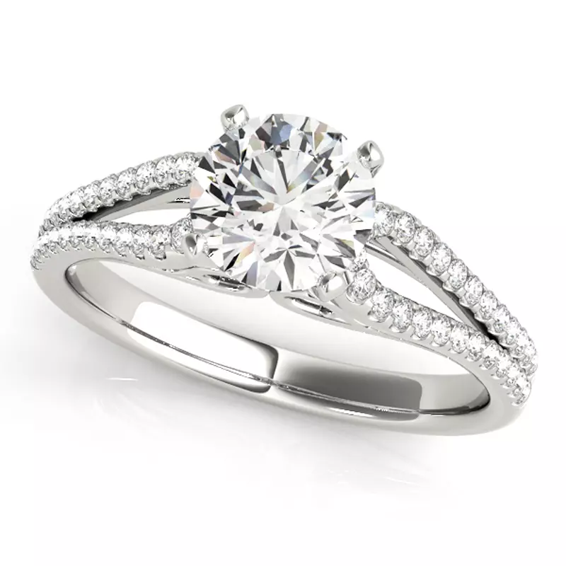 18K White Gold Aliana 2 Row Pavé Diamond Engagement Ring