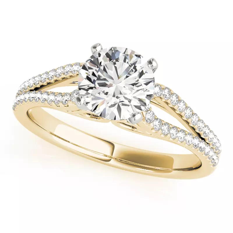 18K Yellow Gold Aliana 2 Row Pavé Diamond Engagement Ring