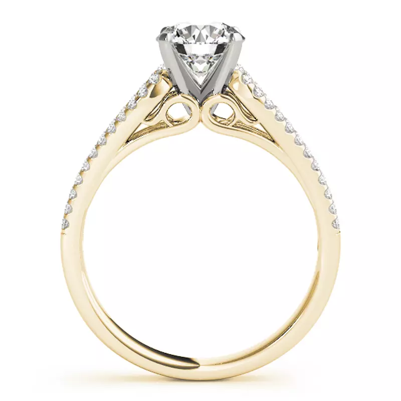 18K Yellow Gold Aliana 2 Row Pavé Diamond Engagement Ring