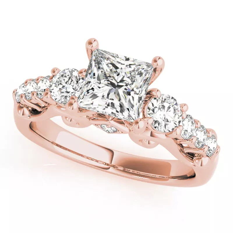 14K Rose Gold Everett Three Stone Engagement Ring