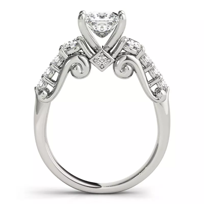 14K White Gold Everett Three Stone Engagement Ring