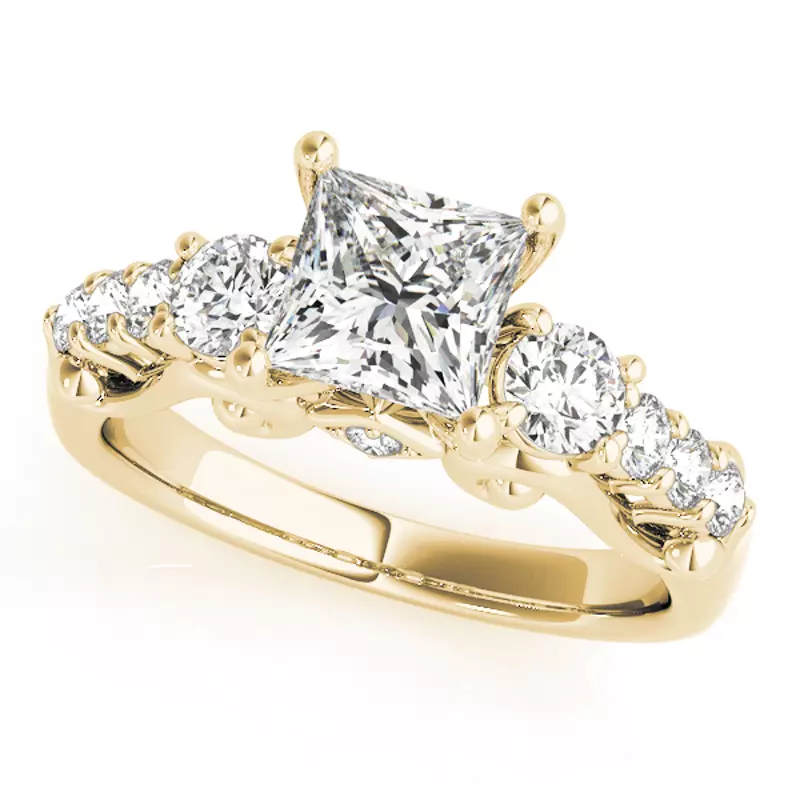 14K Yellow Gold Everett Three Stone Engagement Ring