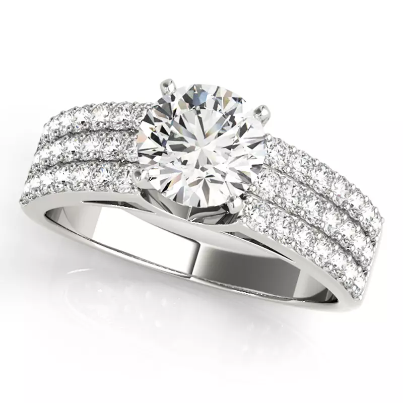 18K White Gold Selma 3 Row Pavé Diamond Engagement Ring