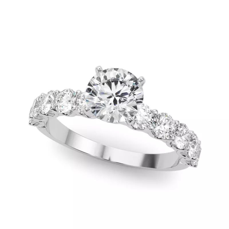 14K White Gold Kinsey Shared Prong Diamond Engagement Ring