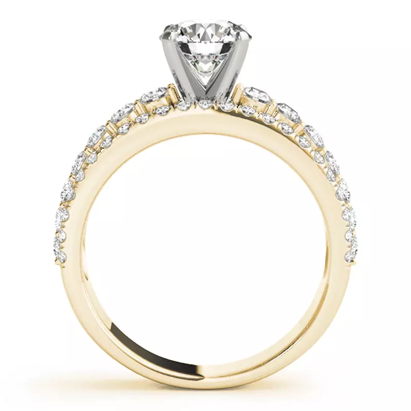 14K Yellow Gold Atria 3 Row Diamond Engagement Ring