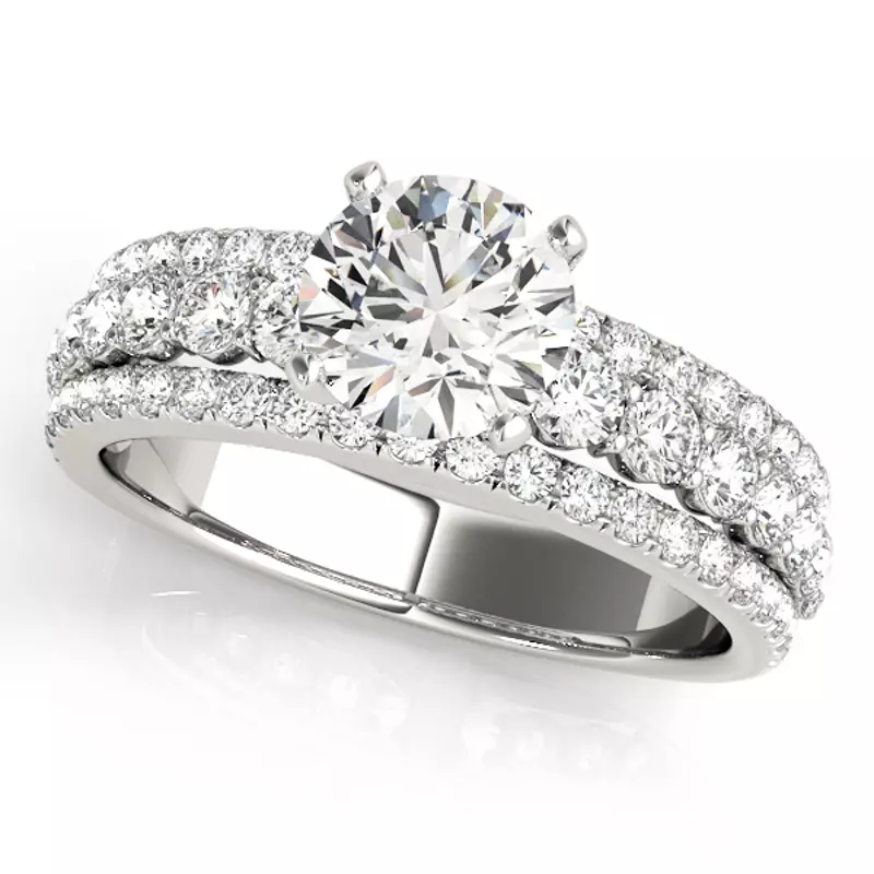 Platinum Atria 3 Row Diamond Engagement Ring