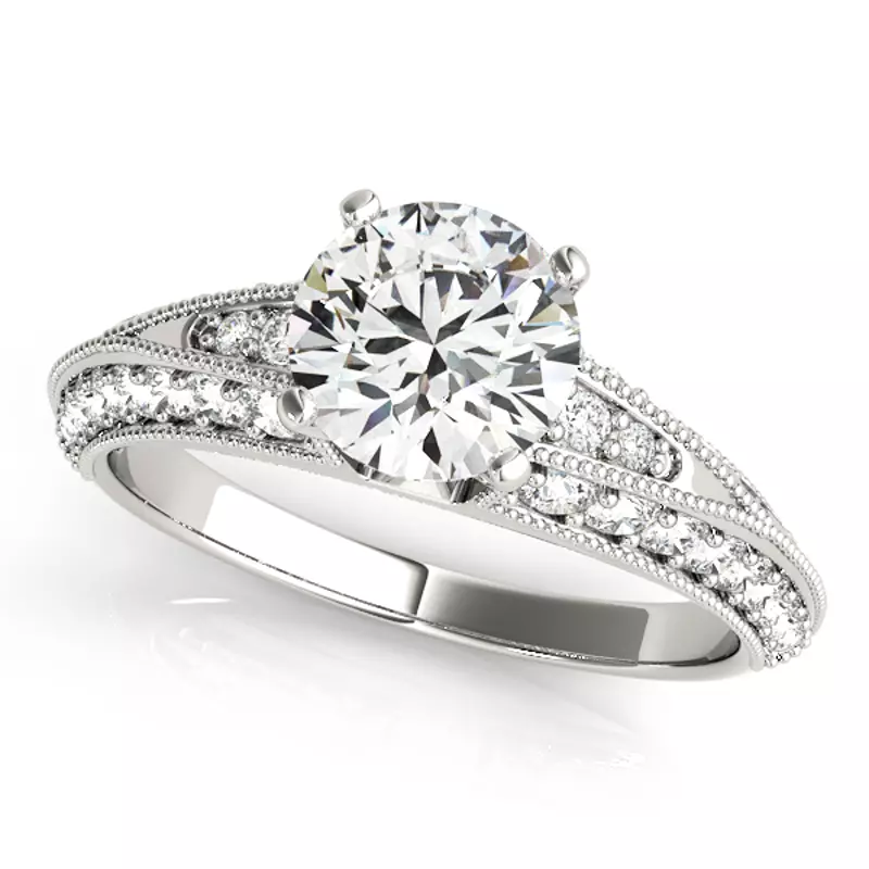 18K White Gold Angelique Vintage Inspired Engagement Ring