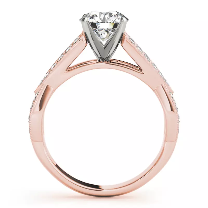 14K Rose Gold Allie Vintage Inspired 2 Row Diamond Engagement Ring