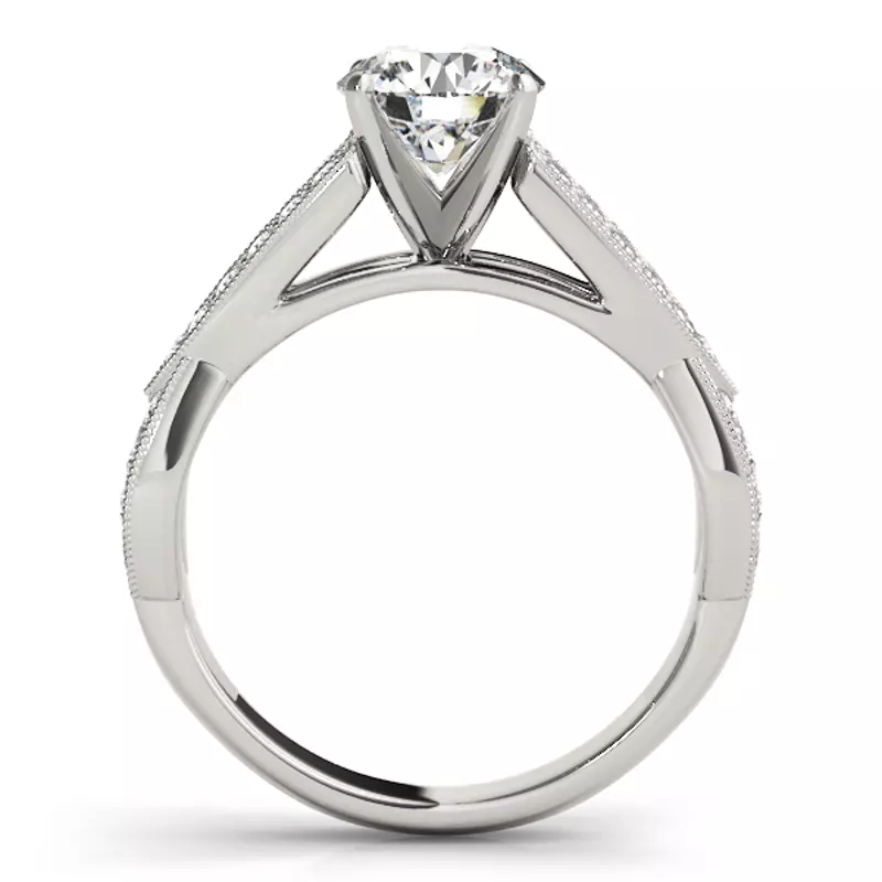 Platinum Allie Vintage Inspired 2 Row Diamond Engagement Ring