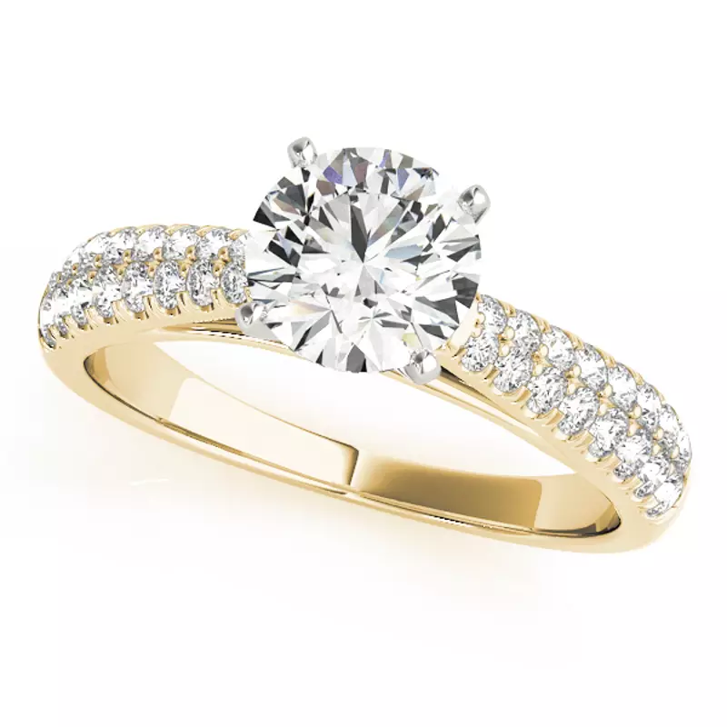 14K Yellow Gold Whitney 2 Row Pavé Diamond Engagement Ring