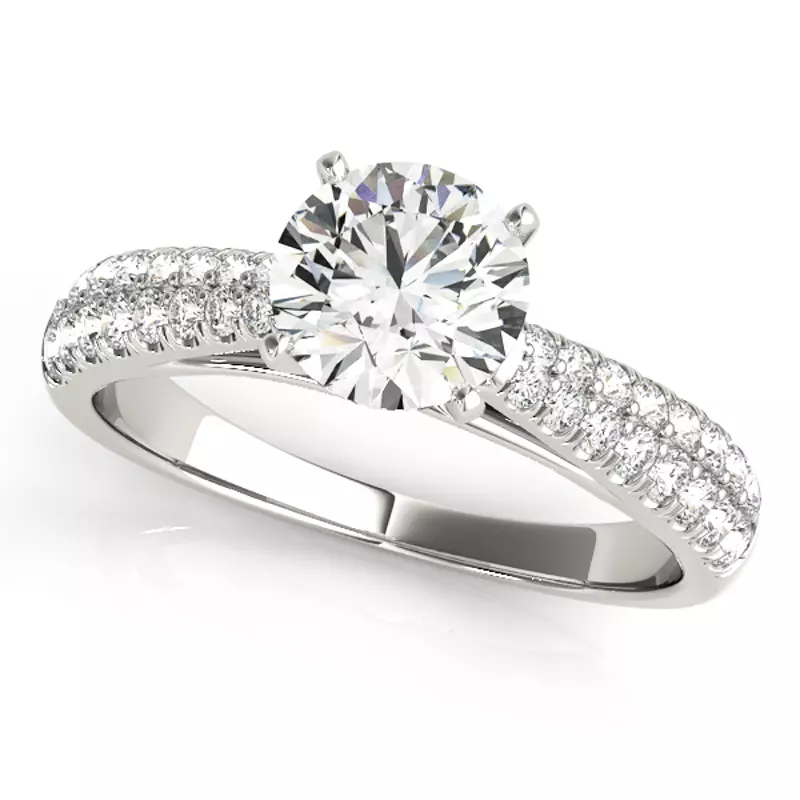 Platinum Whitney 2 Row Pavé Diamond Engagement Ring