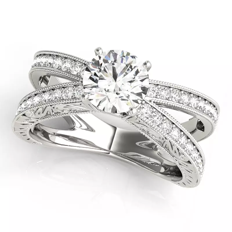18K White Gold Raelynn Vintage Inspired Engagement Ring