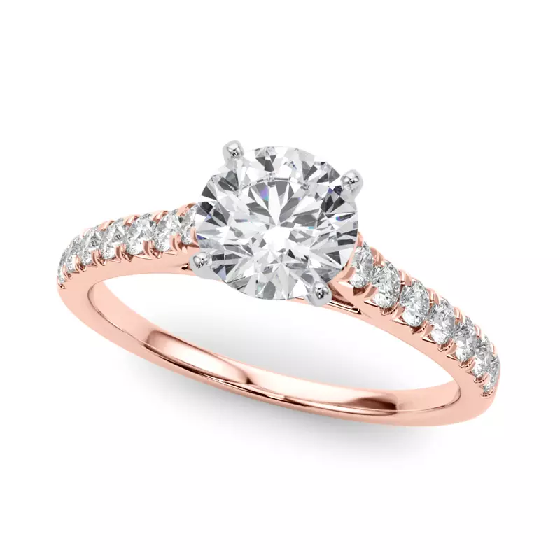 14K Rose Gold Rhya French Pavé Diamond Engagement Ring