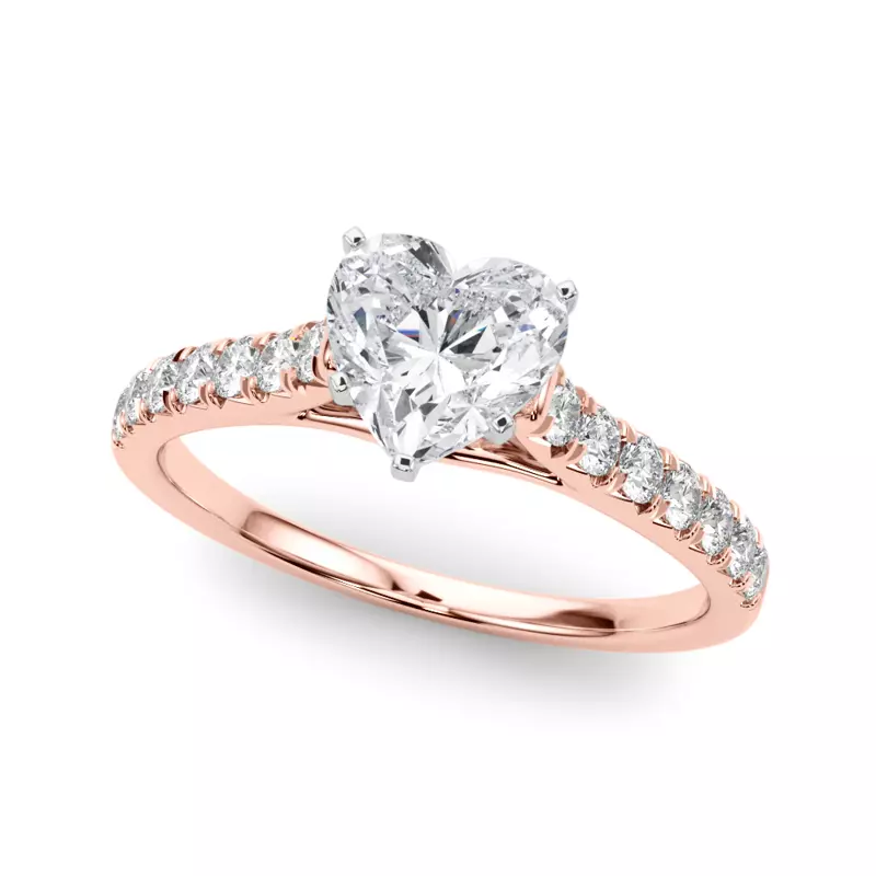 14K Rose Gold Rhya French Pavé Diamond Engagement Ring