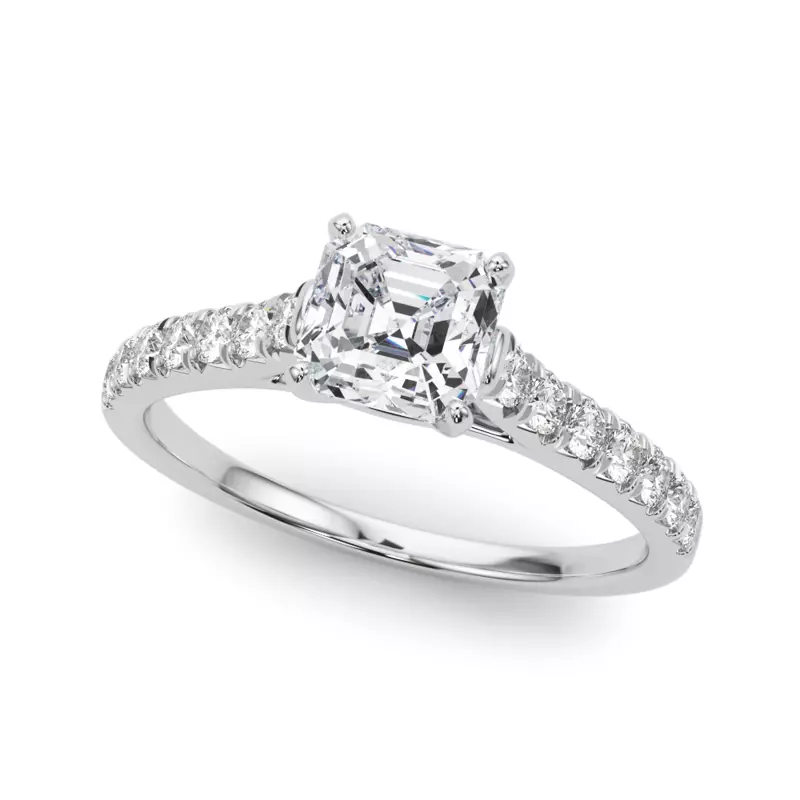 14K White Gold Rhya French Pavé Diamond Engagement Ring