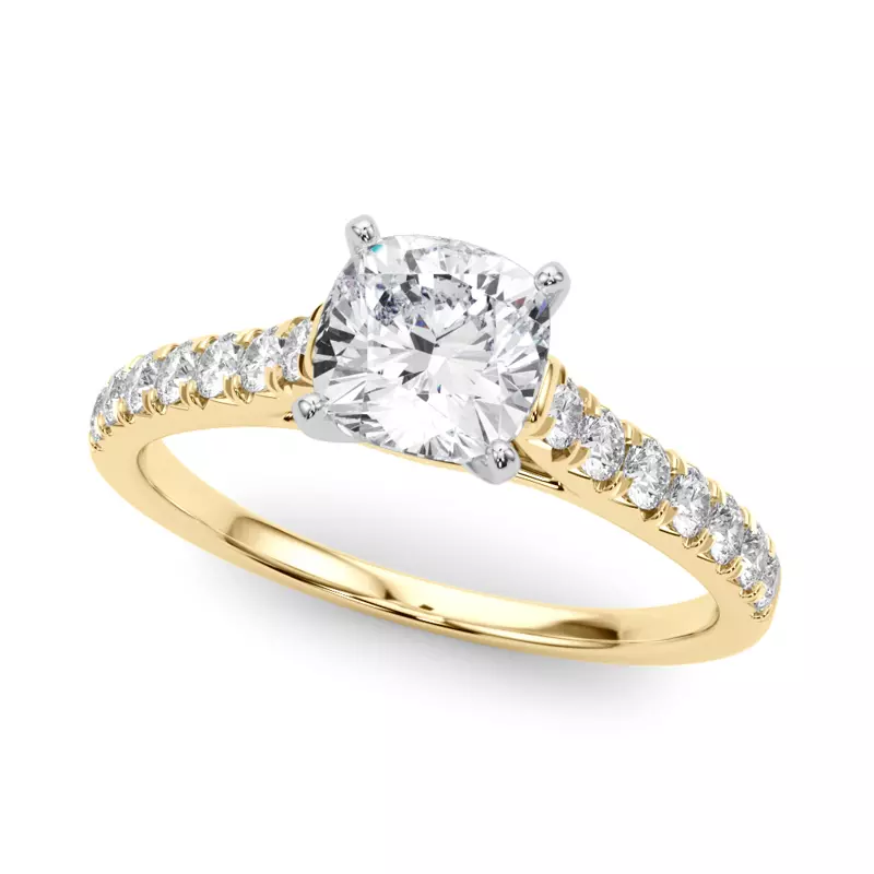14K Yellow Gold Rhya French Pavé Diamond Engagement Ring