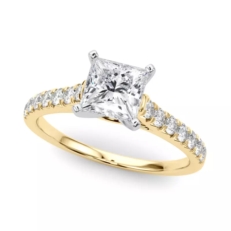 14K Yellow Gold Rhya French Pavé Diamond Engagement Ring