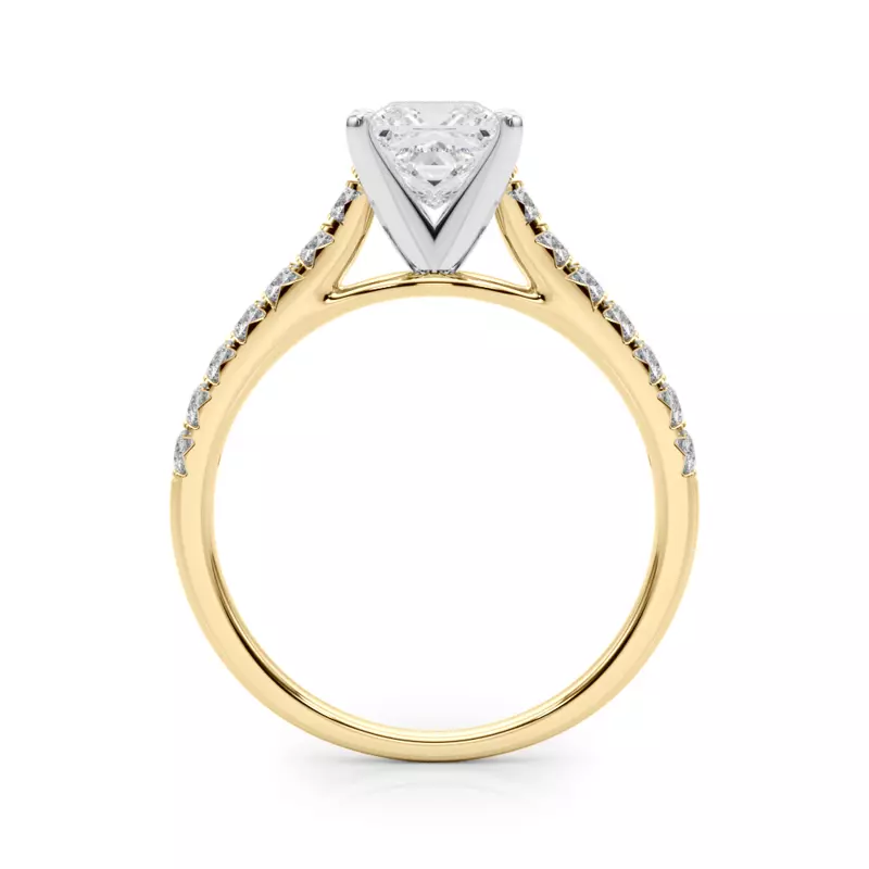 14K Yellow Gold Rhya French Pavé Diamond Engagement Ring
