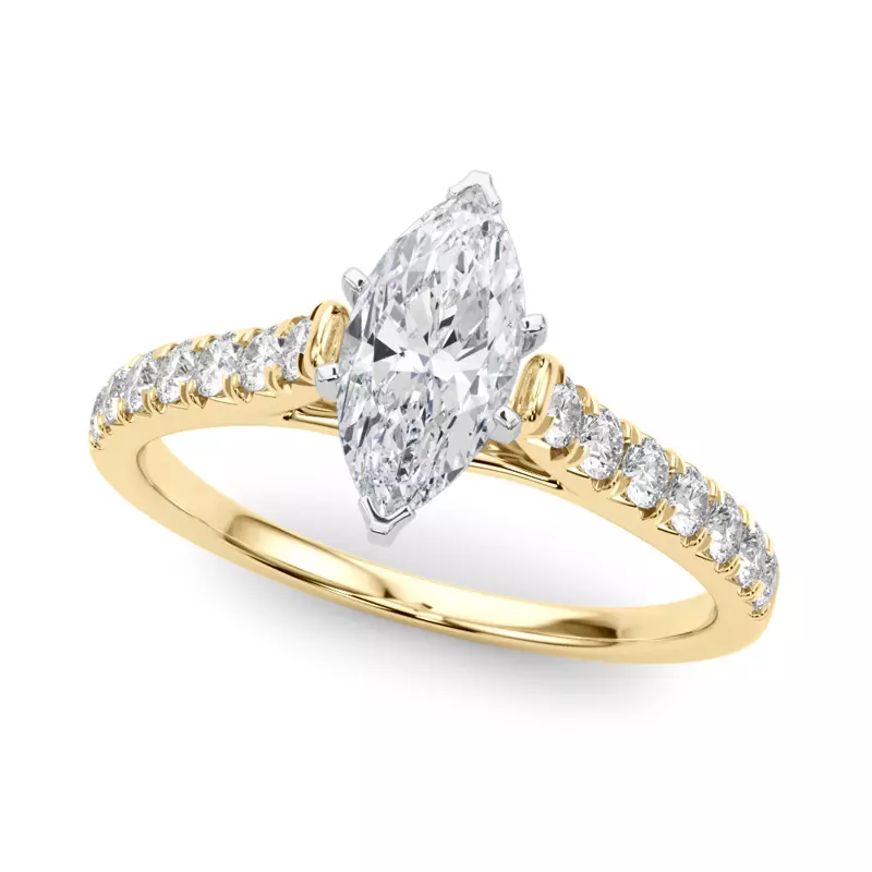 14K Yellow Gold Rhya French Pavé Diamond Engagement Ring