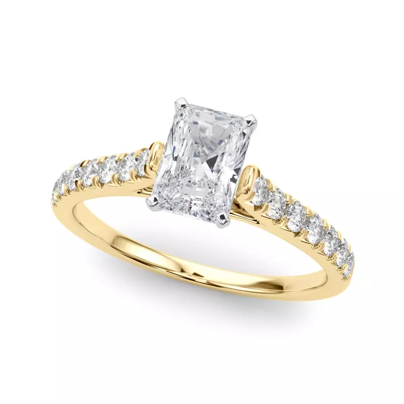 14K Yellow Gold Rhya French Pavé Diamond Engagement Ring