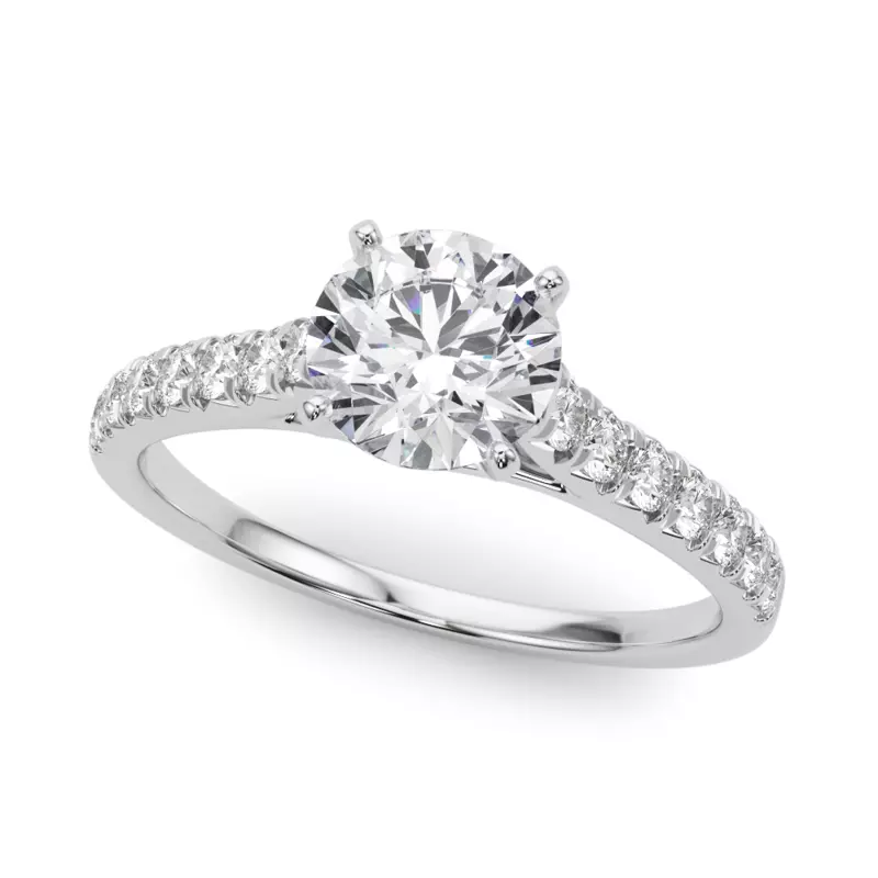 18K White Gold Rhya French Pavé Diamond Engagement Ring
