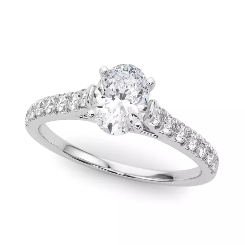 18K White Gold Rhya French Pavé Diamond Engagement Ring