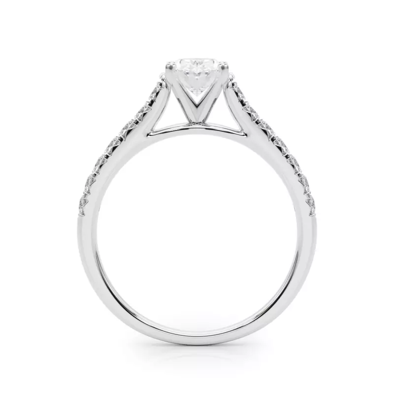 18K White Gold Rhya French Pavé Diamond Engagement Ring
