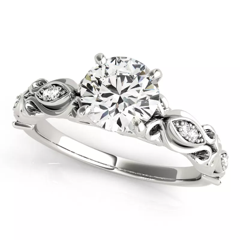 14K White Gold Kieran Vintage Inspired Engagement Ring