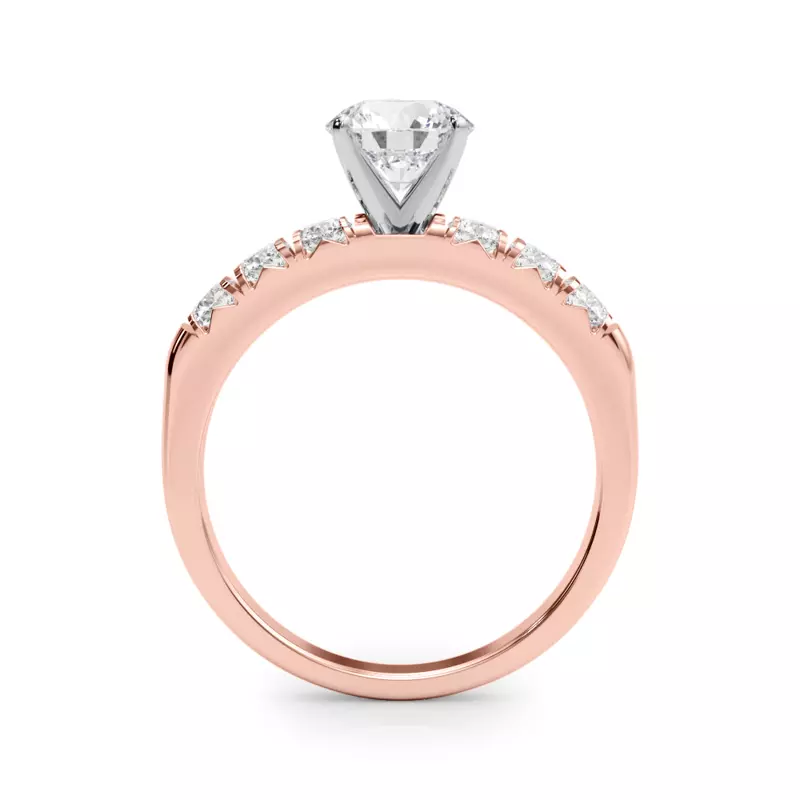 14K Rose Gold Belle French Pavé Diamond Engagement Ring