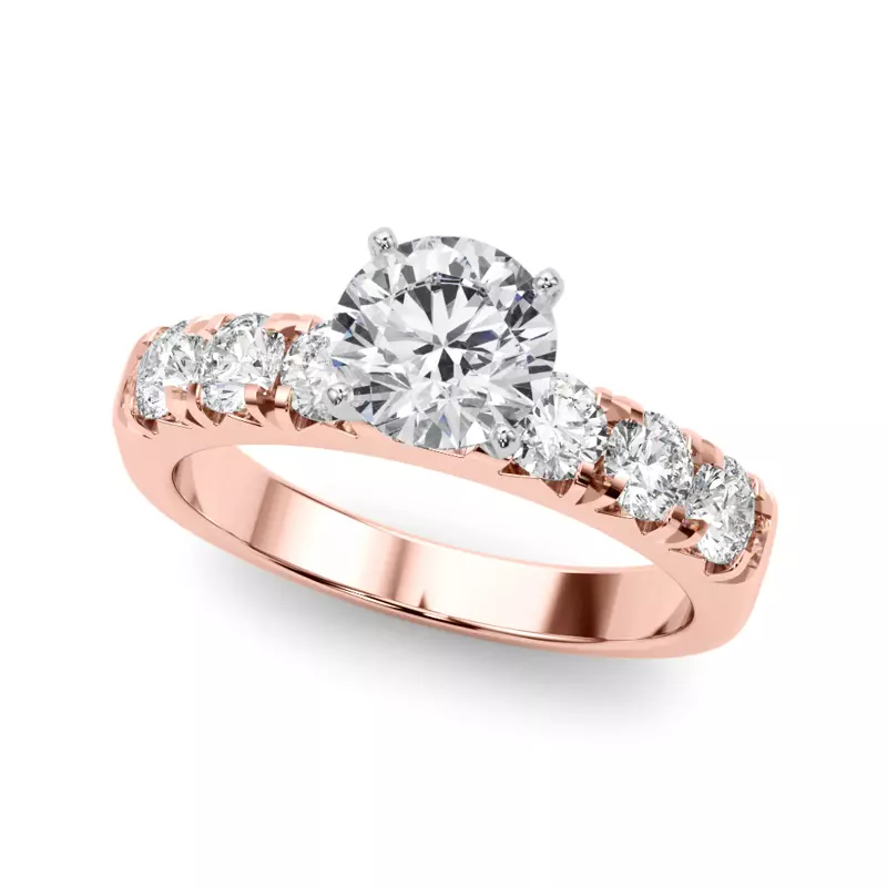 14K Rose Gold Felicity French Pavé Diamond Engagement Ring