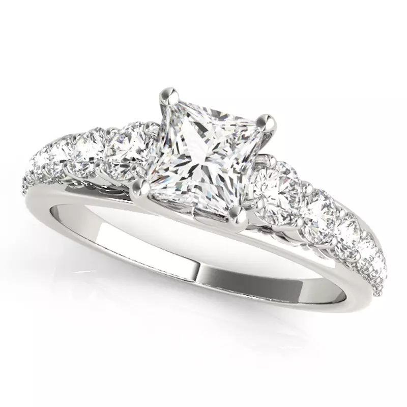 18K White Gold Aida Graduating Diamond Engagement Ring