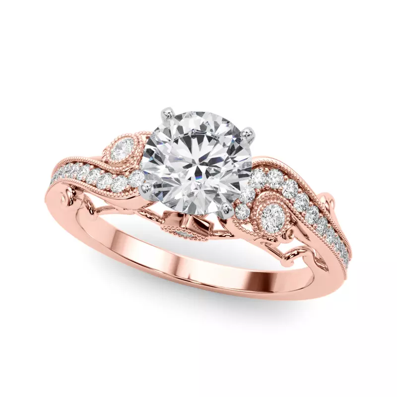 14K Rose Gold Carmel Vintage Inspired Engagement Ring