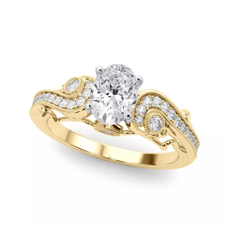 14K Yellow Gold Carmel Vintage Inspired Engagement Ring