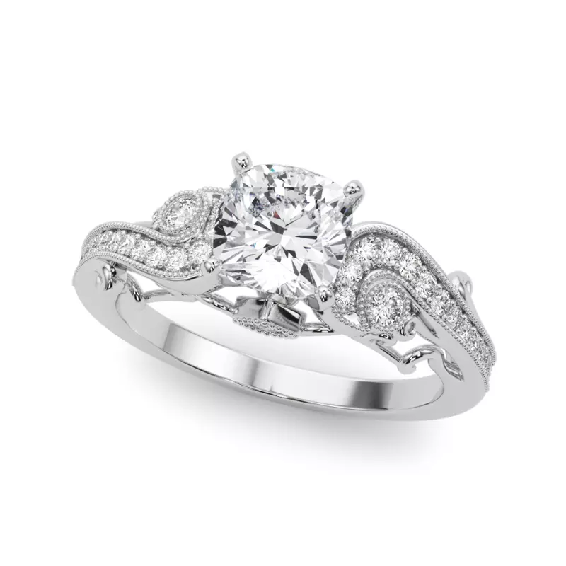 18K White Gold Carmel Vintage Inspired Engagement Ring