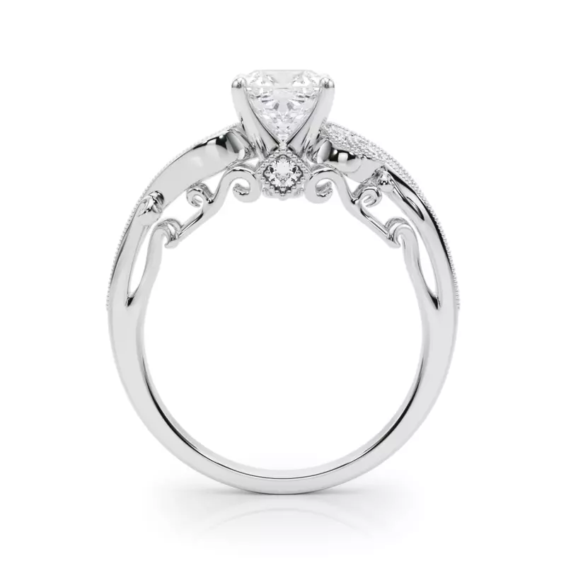 18K White Gold Carmel Vintage Inspired Engagement Ring
