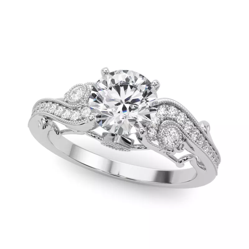 18K White Gold Carmel Vintage Inspired Engagement Ring