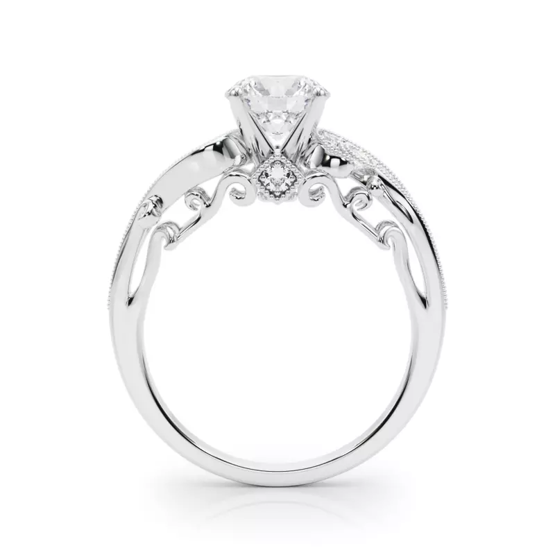 18K White Gold Carmel Vintage Inspired Engagement Ring