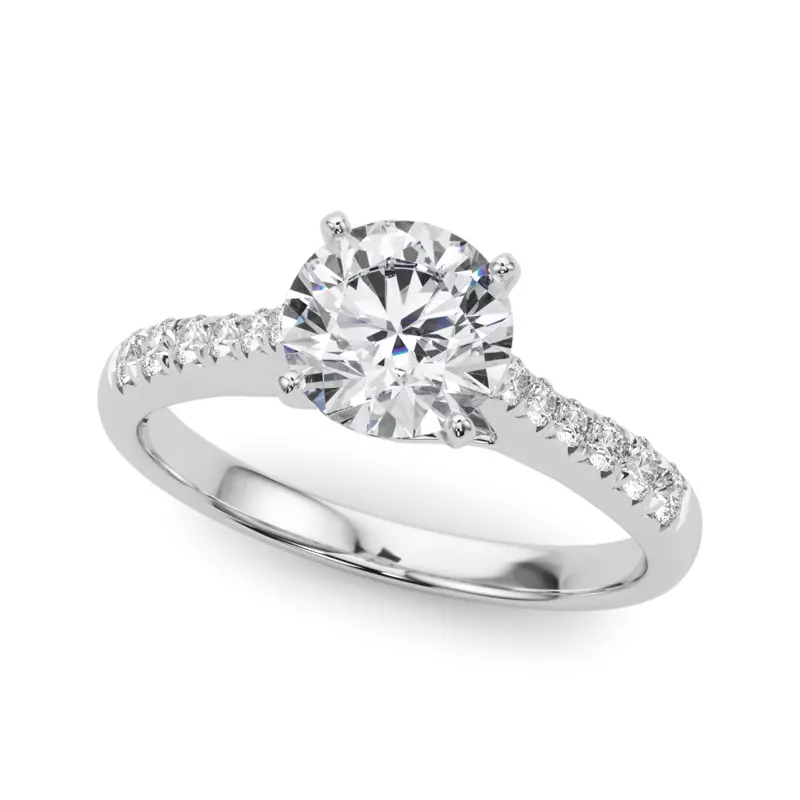 Platinum Petal French Pavé Diamond Engagement Ring