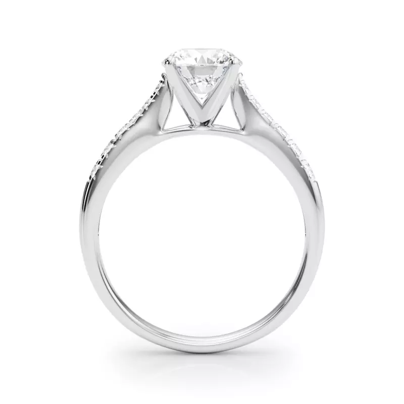 Platinum Petal French Pavé Diamond Engagement Ring