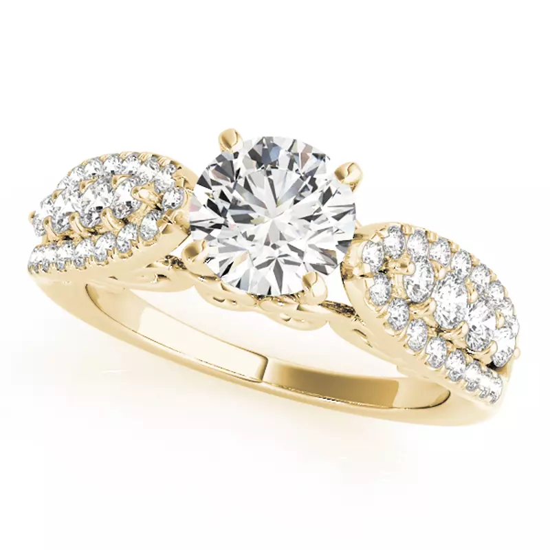 18K Yellow Gold Destiny 3 Row Diamond Engagement Ring