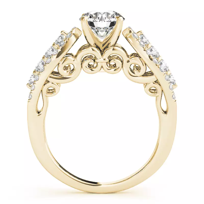 18K Yellow Gold Destiny 3 Row Diamond Engagement Ring