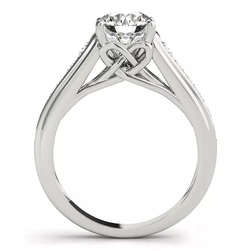 14K White Gold Tatiana Diamond Channel With Celtic Knot Engagement Ring