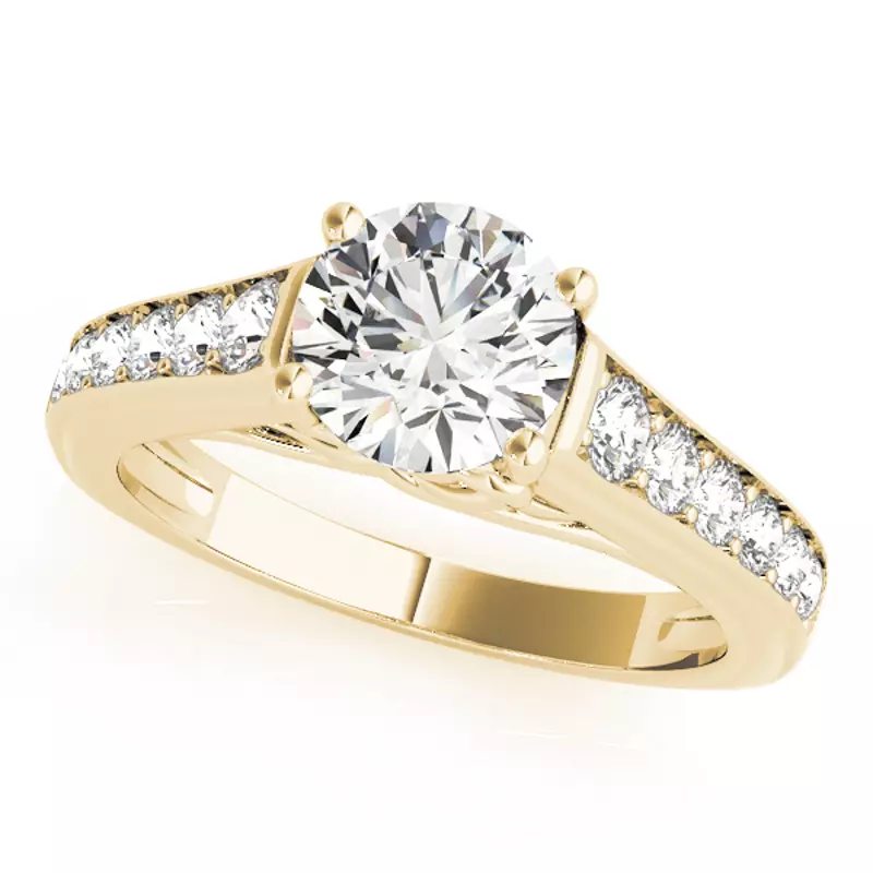 14K Yellow Gold Tatiana Diamond Channel With Celtic Knot Engagement Ring