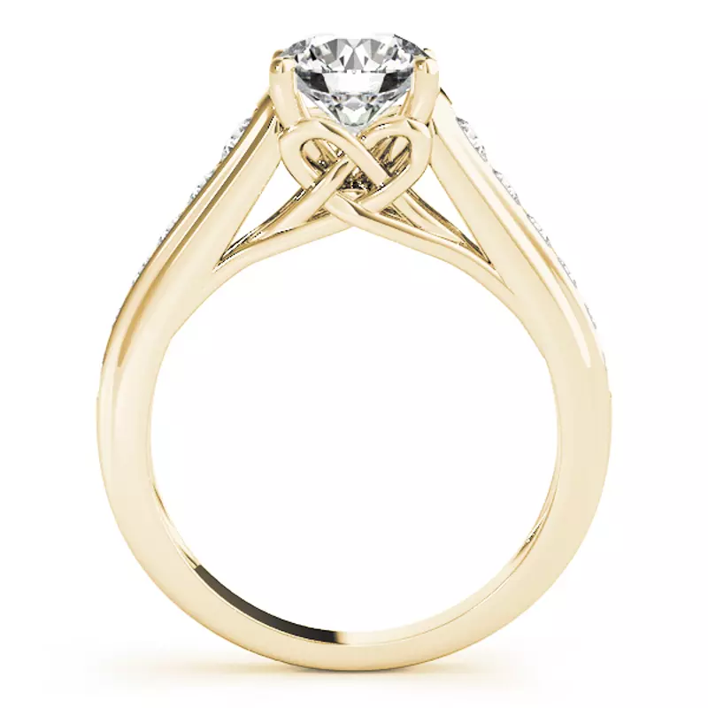 14K Yellow Gold Tatiana Diamond Channel With Celtic Knot Engagement Ring
